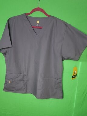 NWT WonderWink Origins "Bravo" 5-Pocket Scrub Top - Gray - XL Style 6016